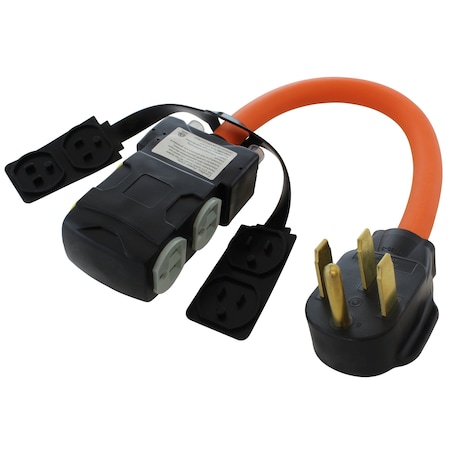 Ac Works Power Strip Cord, STW, 5-15/20R, 14-50P, 1.5 ft., Orange S1450CBF520